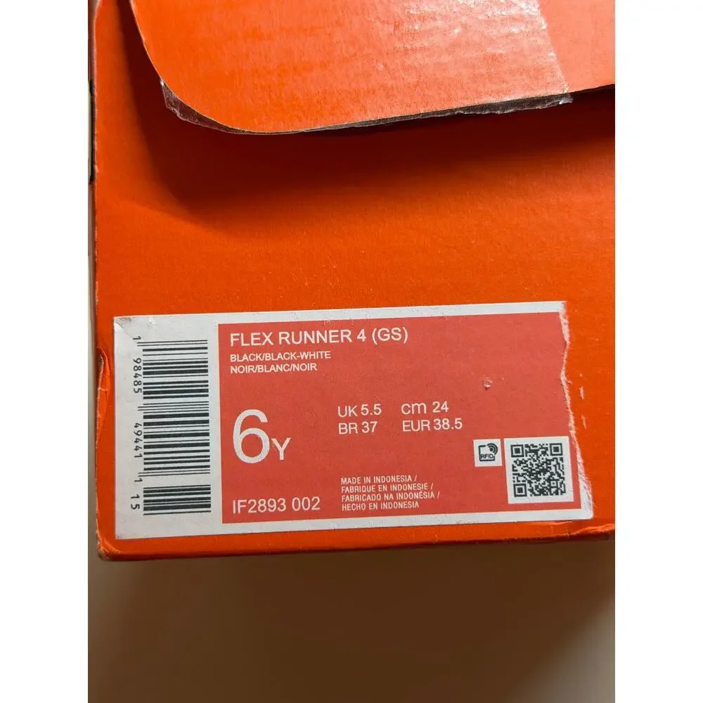NEW! 6Y Nike Flex Runner 4 GS Black Sneakers For Kids